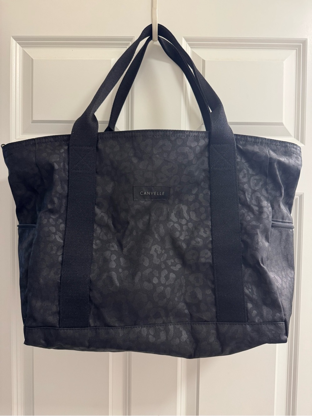 Canvelle Black Leopard Print Tote